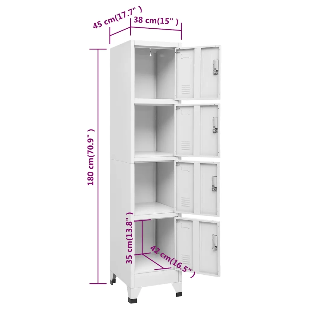 Armadietto a Chiave a 4 Scomparti 38x45x180 cm 244475