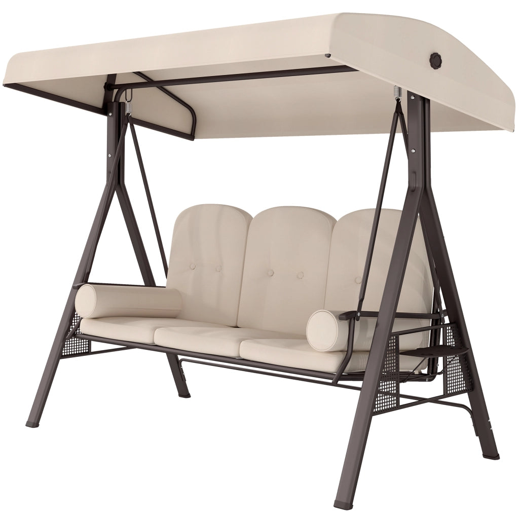 Amaca da giardino 3 posti con cuscini ¨C Zephmum ¨C Beige 121x208x172 cm