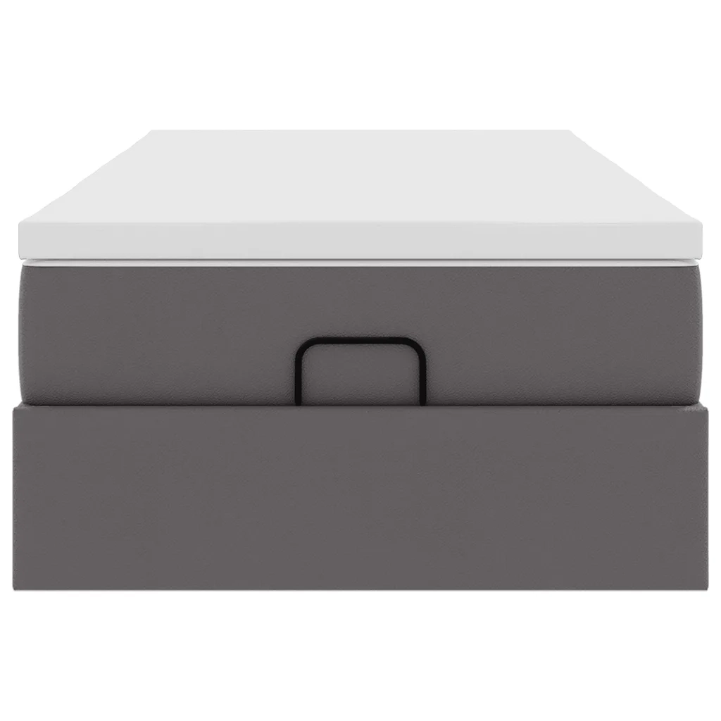 Struttura Letto Pouf con Materasso Grigio 90x200 cm Similpelle 3311019