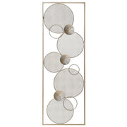 Decorazione Rettangolare Moderna a Muro Cerchi Stile Retro in Acciaio Oro