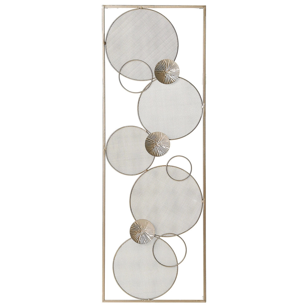 Decorazione Rettangolare Moderna a Muro Cerchi Stile Retro in Acciaio Oro