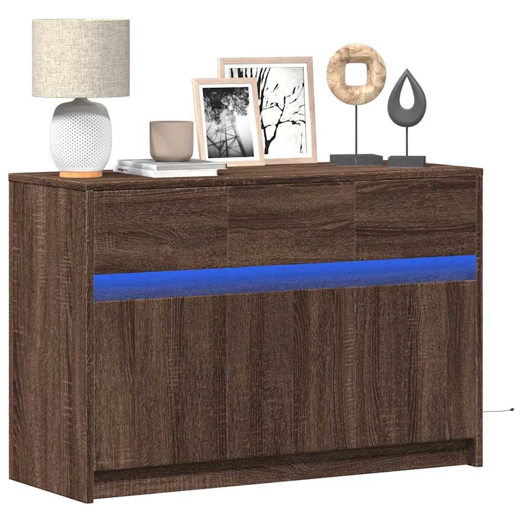 Mobile Porta TV con LED-Mobile per TV-Credenza TV Rovere Marrone 91x34x61 cm Truciolato