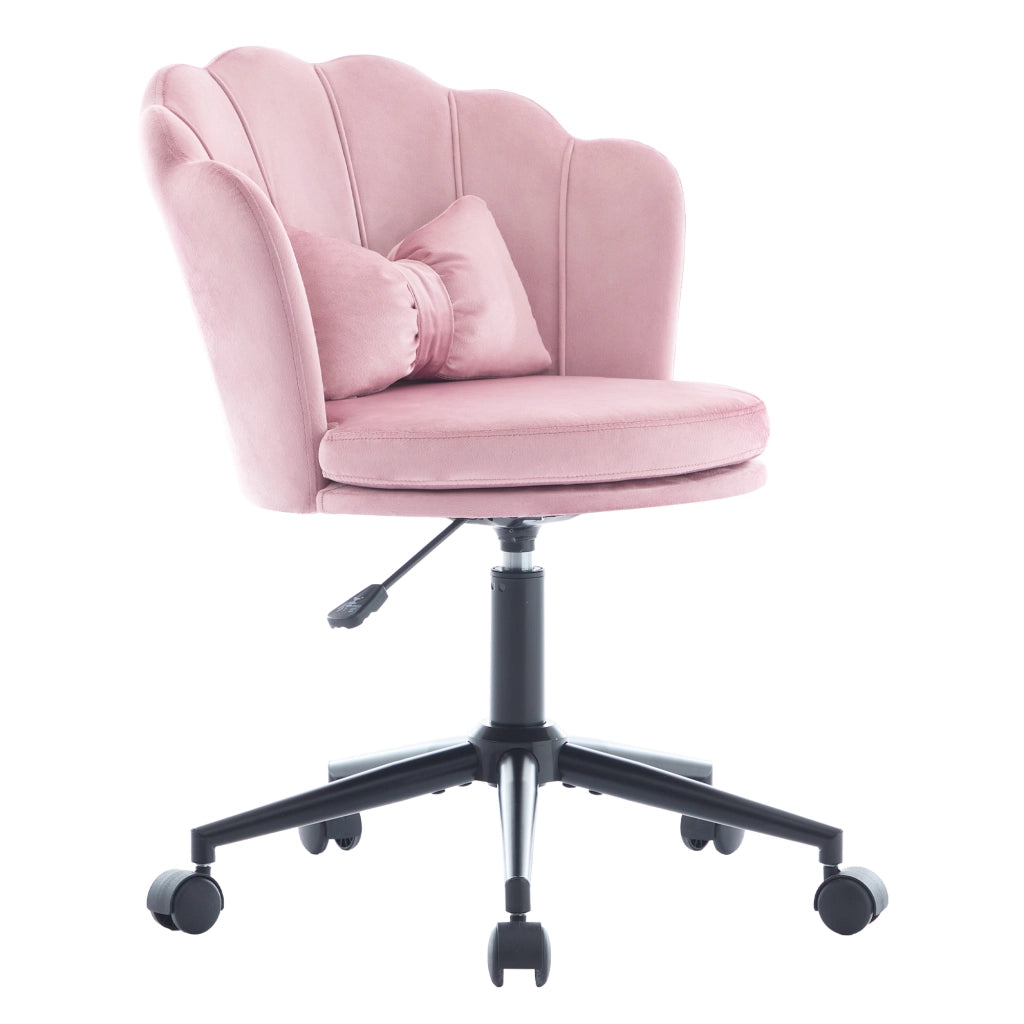 Sedia da ufficio girevole - con altezza regolabile e supporto lombare - in velluto rosa