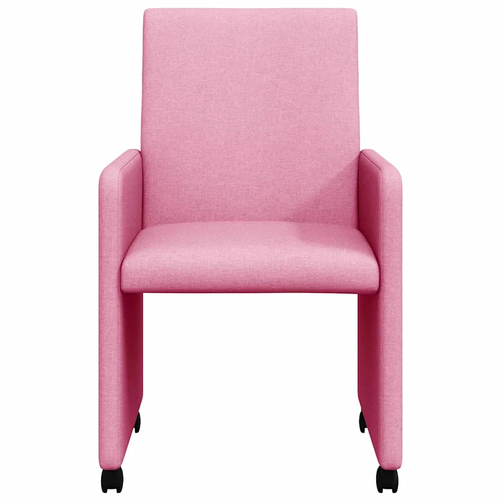 Sedie da Pranzo con Ruote 2 pcs Rosa 57 x 66 x 94 cm Tessuto 42017816