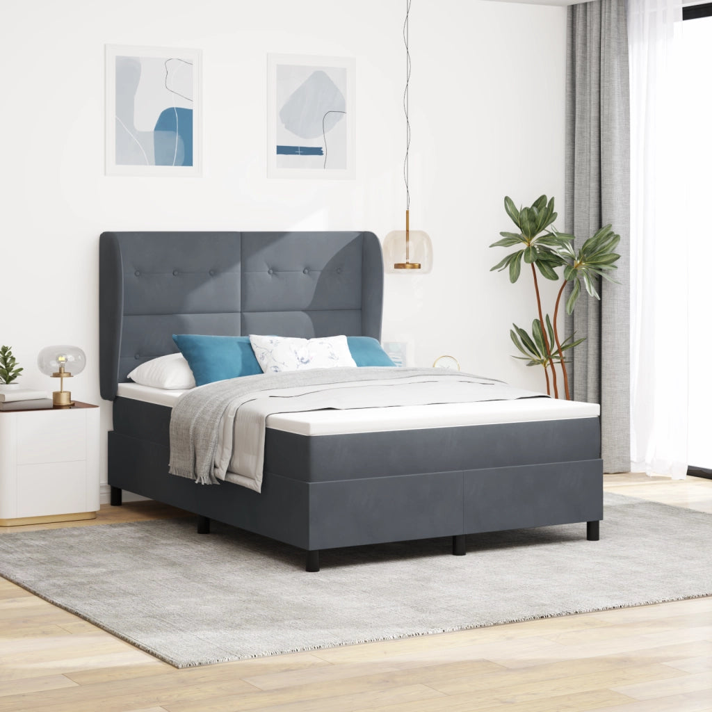 Letto a Box Spring con Materasso Grigio Scuro 160x200 cm Velluto