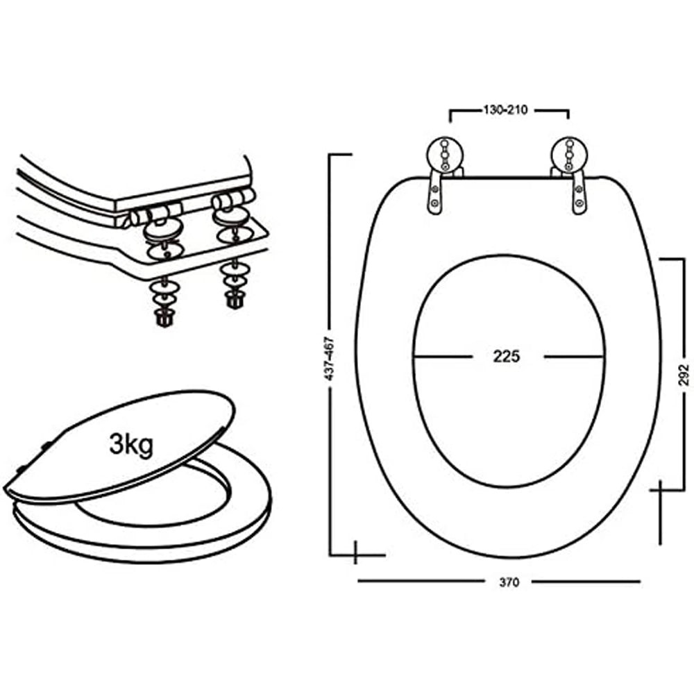 COPRIWATER UNIVERSALE SEDILE TAVOLETTA WC BAGNO MDF ROVERE SBIANCATO 18" FERIDRAS 183031