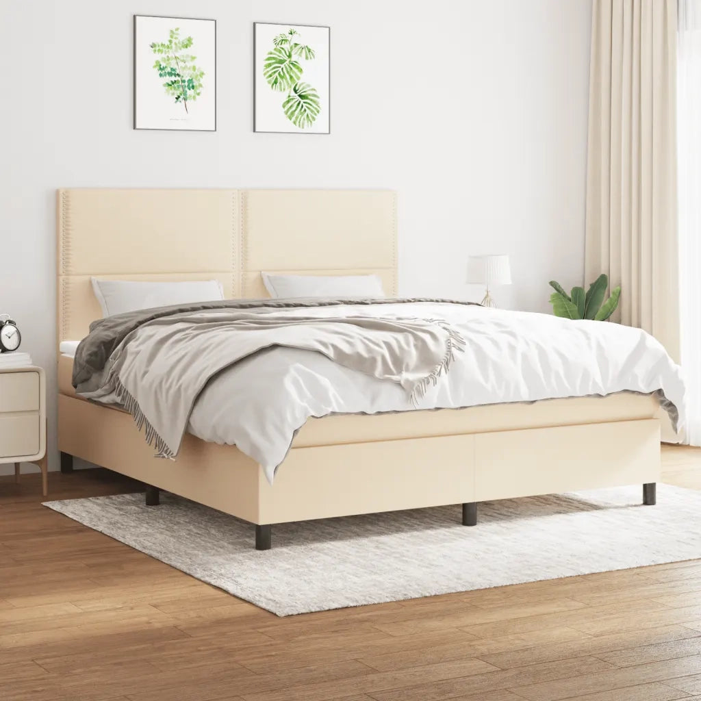 Giroletto a Molle con Materasso Crema 180x200 cm in Tessuto cod mxl 34176