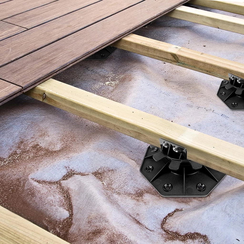 Cuscinetto regolabile in altezza in WPC per terrazze, 30 – 60 mm, autolivellante, per giardino, balcone, piastrelle, 20 pezzi