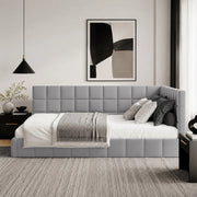 Letto da giorno in stile Mid-Century Modern con rete a doghe; 140x200 cm; grigio