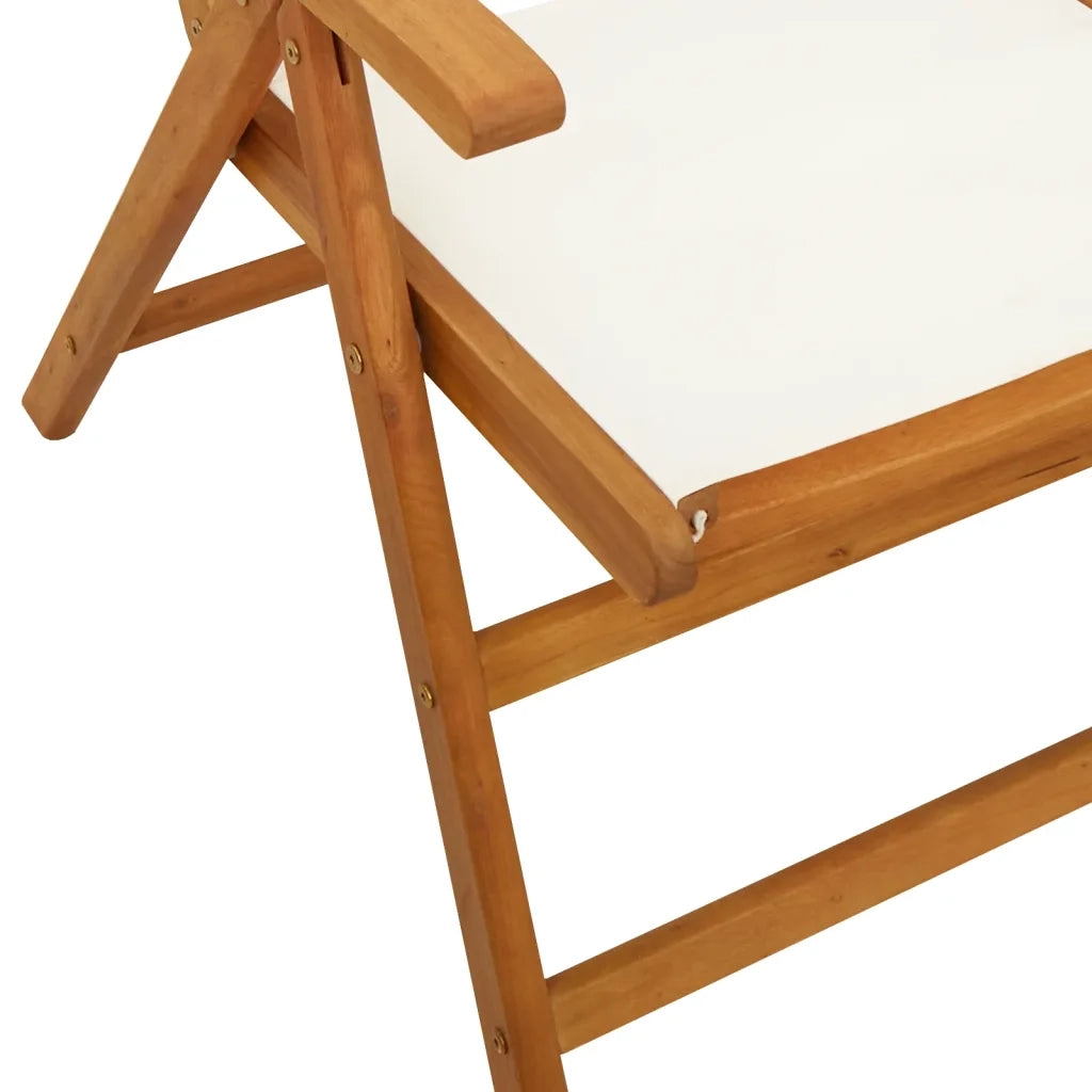 Sedie da Giardino Reclinabili 6pz Bianco Crema Tessuto e Legno 3214539