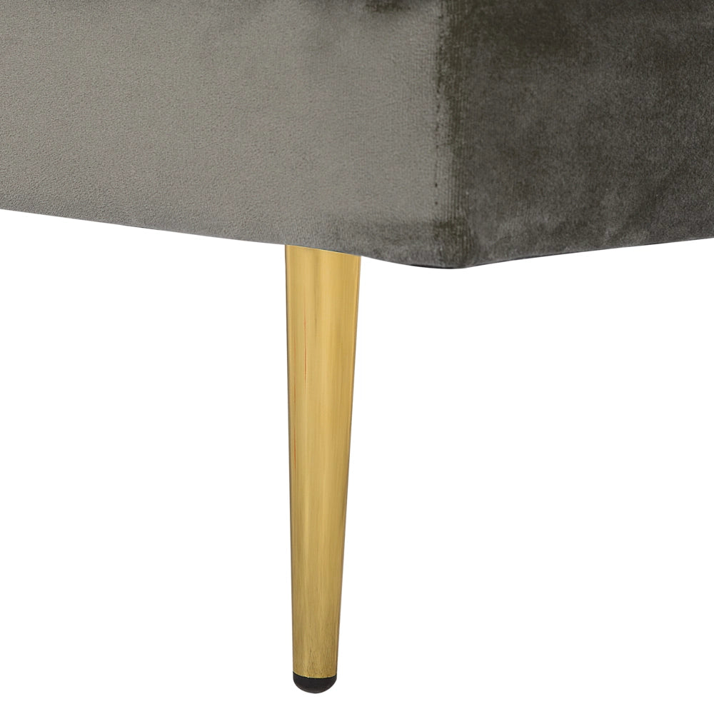 Chaise longue Taupe Velluto Imbottito versione sinistra Orientamento Gambe In Metallo Rafforzamento Cuscino Design Moderno