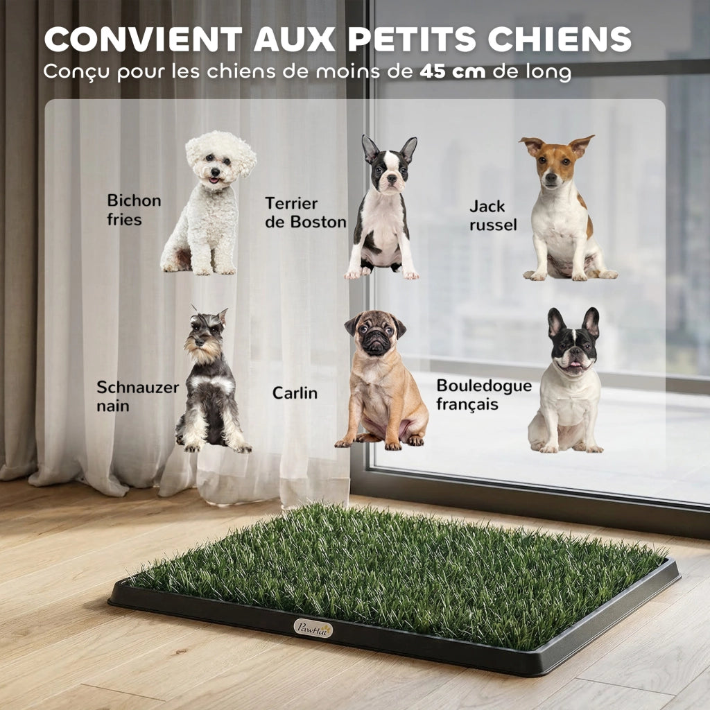 Toilette per Cane con Tappetino Erba Sintetica e Griglia Drenaggio ¨C Xylo ¨C 63x50,5x3,5cm Nero