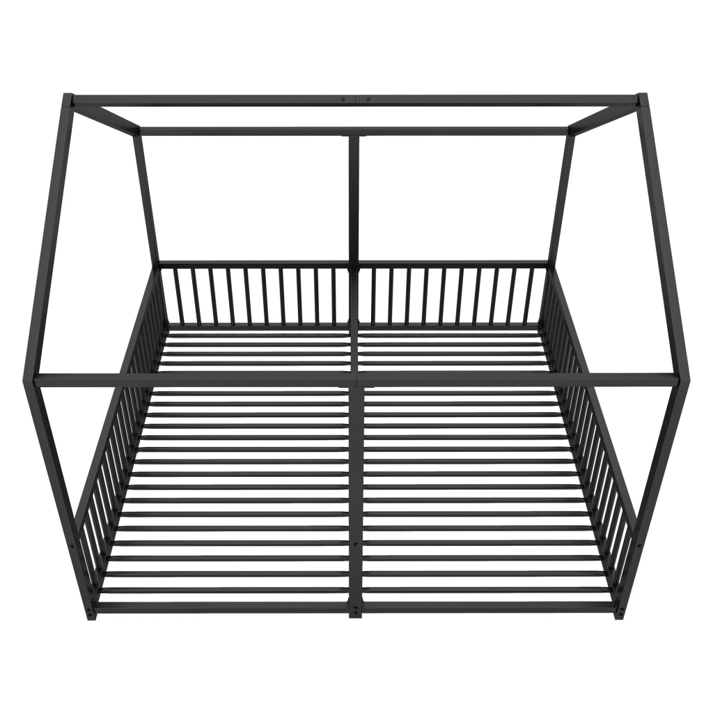 LETTO a casetta con sponde e scala 90x200 cm in metallo nero