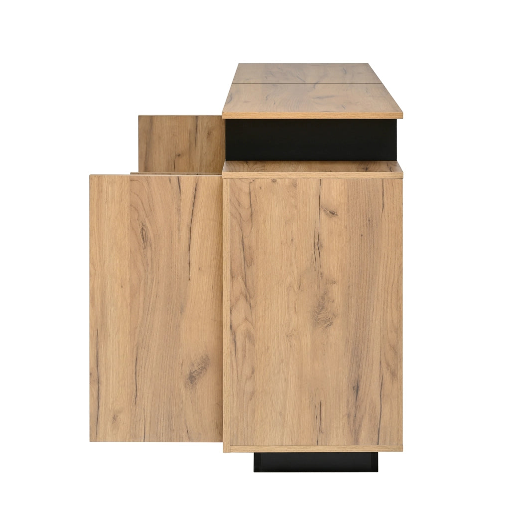 Credenza e madia con 4 ante e 3 vani aperti per soggiorno e ingresso in truciolare natural 140 × 40 × 85 cm