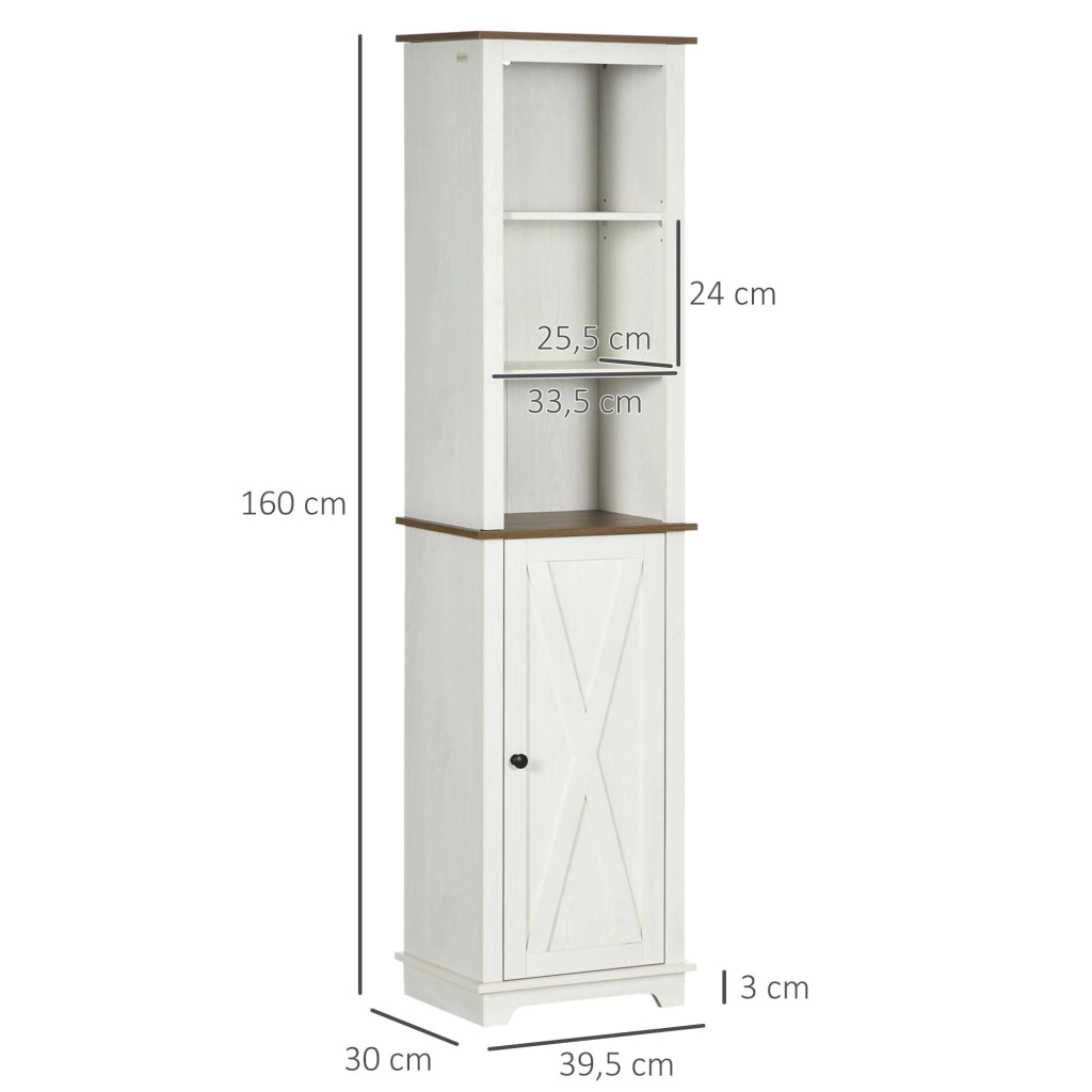Armadietto Colonna Bagno con 3 Ante e Ripiano Regolabile ¨C zephmum ¨C 39,5x30x160 cm Bianco
