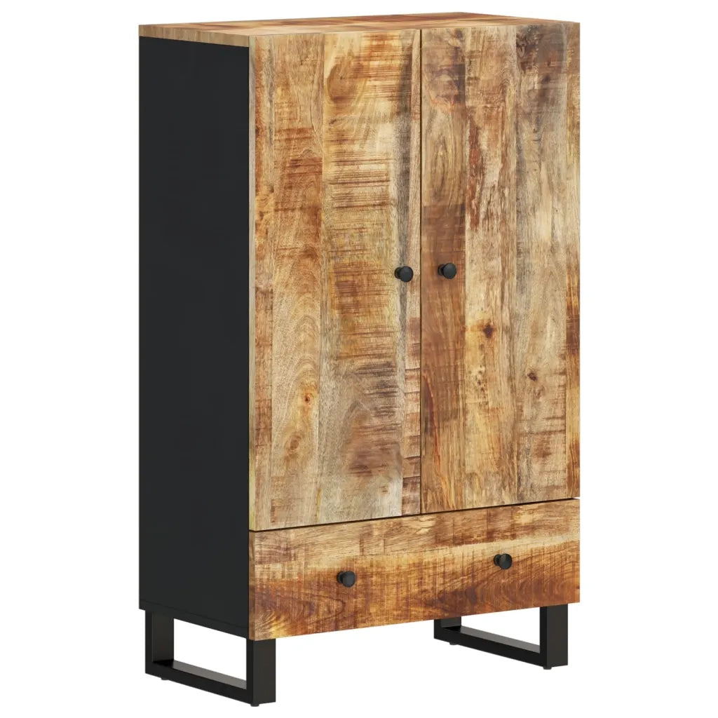Credenza con Cassetto-Buffet-Armadio da cucina 60x33x100 cm Legno Massello Mango e Ferro 988574