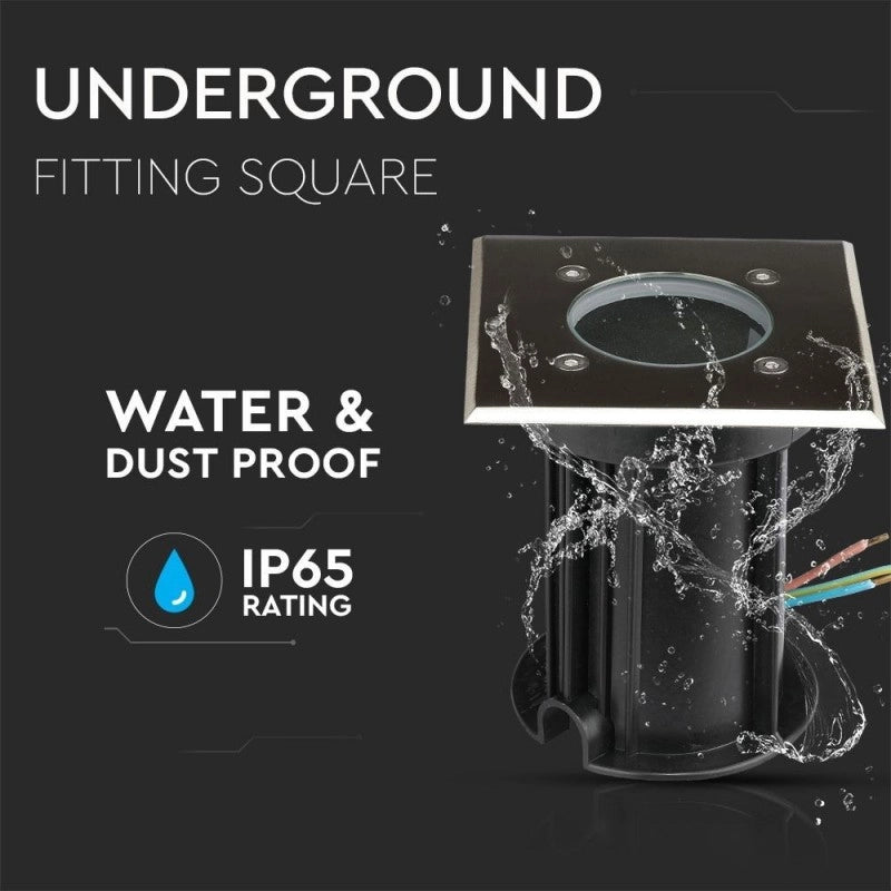 Segnapasso Portalampada da Interramento Calpestabile Quadrato GU10 Acciaio IP65