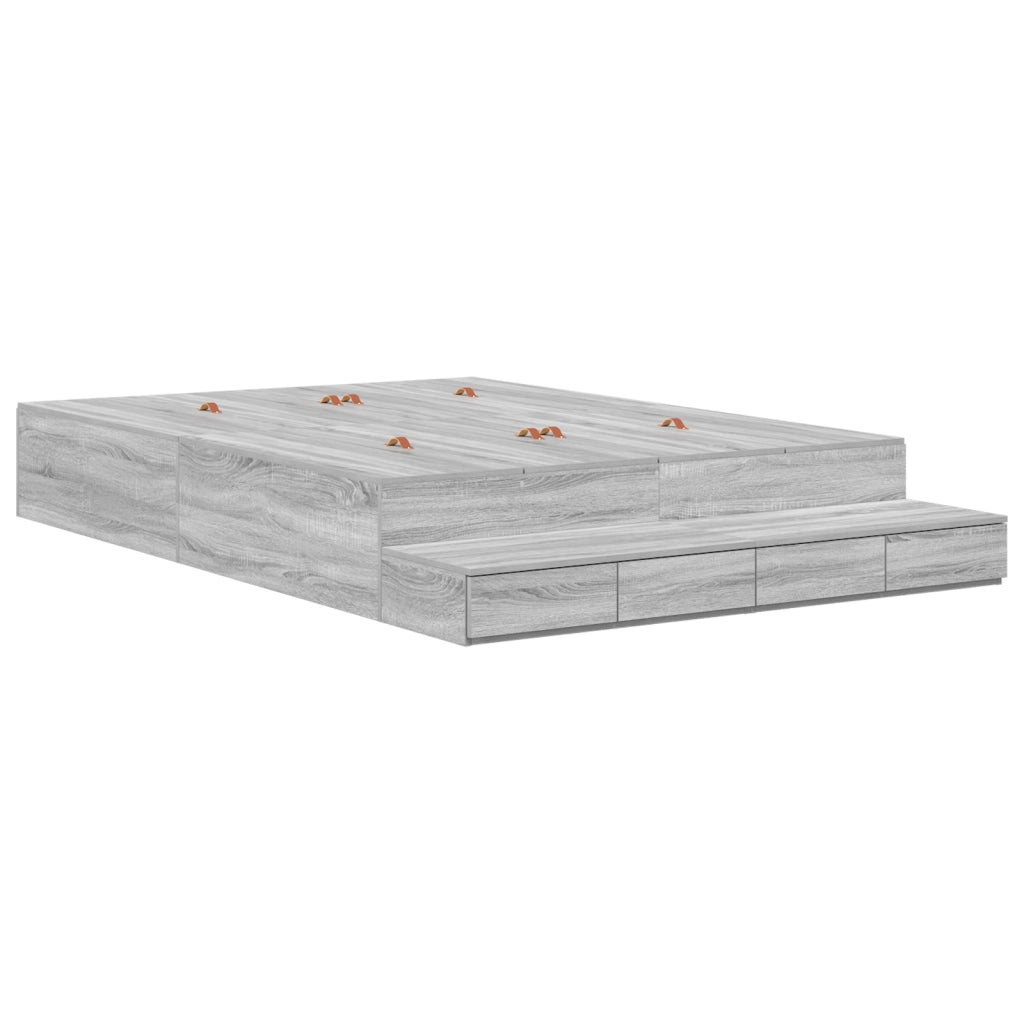 Struttura letto contenitore Grigio Sonoma 140x190 cm