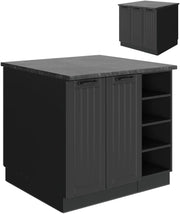 isola cucina Fame-Line, Grigio scuro, 90 cm senza piano di lavoro, adatto per l'espansione con moduli aggiuntivi compatibili