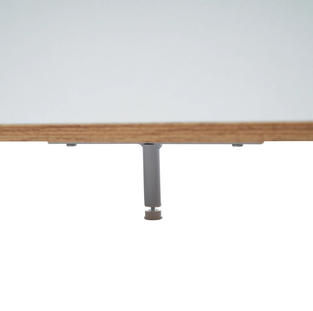Mobile porta TV moderno 175x37x51 cm bianco e effetto legno con 4 ante