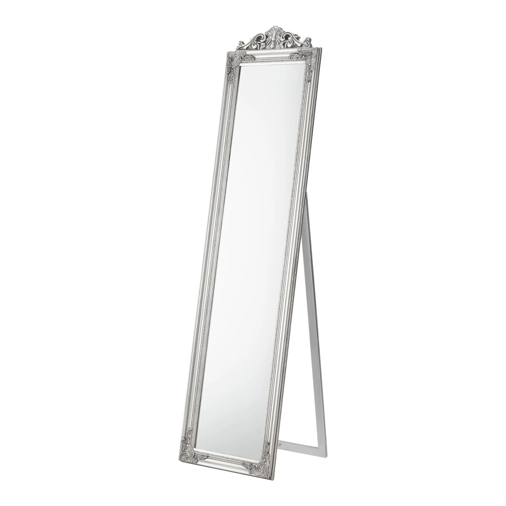 Specchio da Terra Arezzo a Figura Intera 160 x 40 cm Cornice in Eucalipto - Argentato [en.casa]