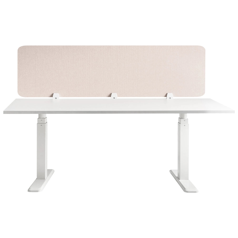 Pannello divisorio in PET per scrivania rivestito in tessuto 180 x 50 cm beige  Morsetti di montaggio modulari Casa Ufficio