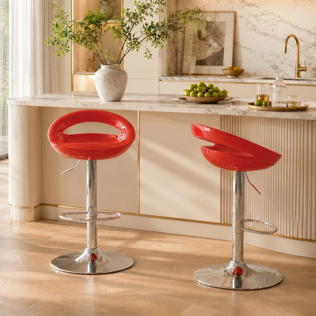 Sgabelli da Bar Girevoli Set 2 ¨C zephmum ¨C Altezza Regolabile Seduta in ABS Base in Acciaio Rosso