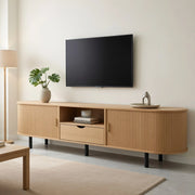 Lowboard per TV naturale in MDF lungo 175 cm