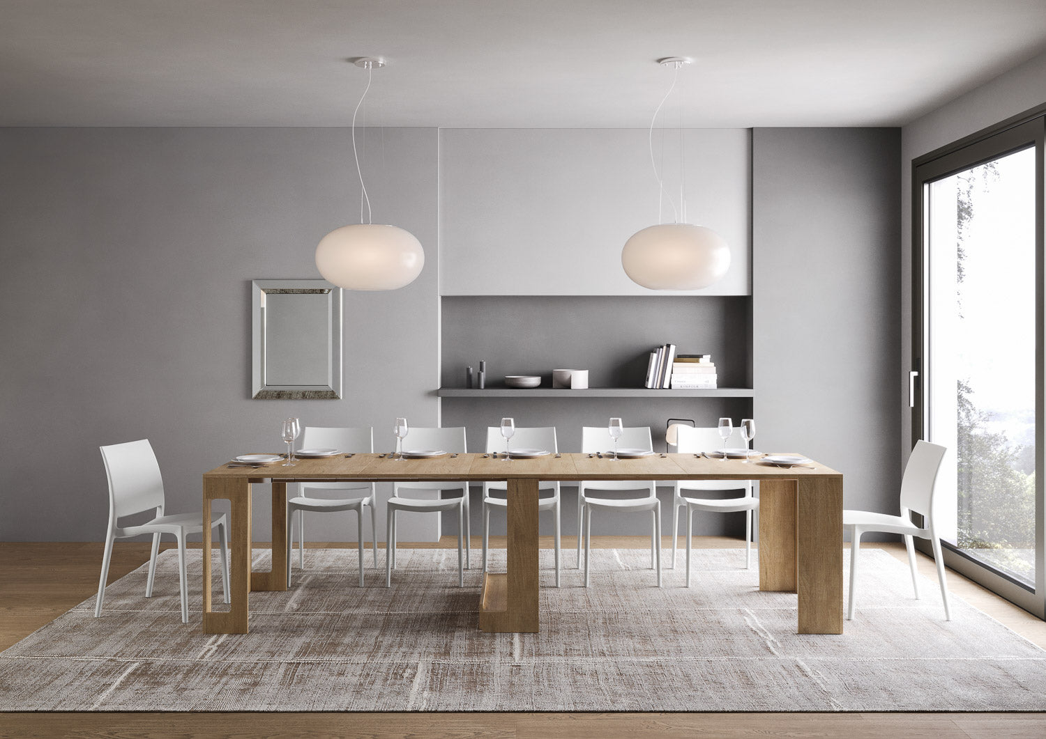 Consolle Tavolo Allungabile 90-302x42x75 cm Evolve Quercia Natura