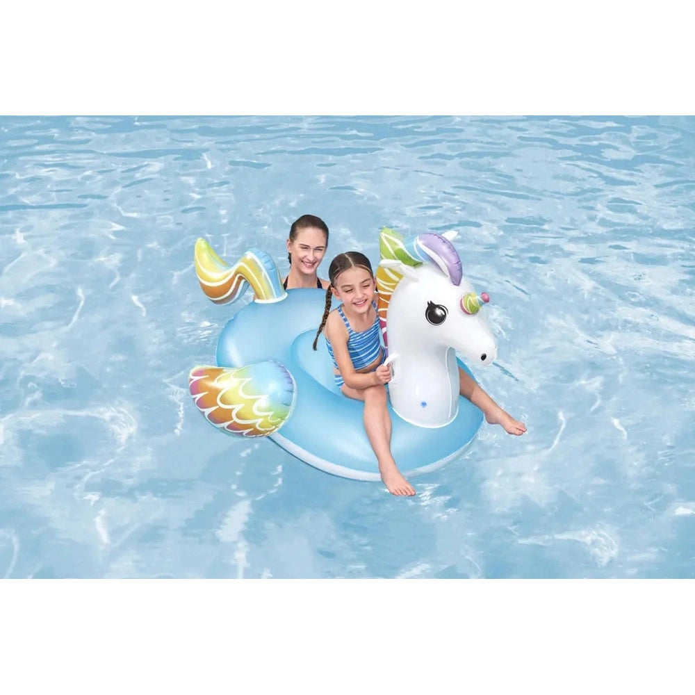 Trade Shop - Cavalcabile Unicorno Fantasy Galleggiante Gonfiabile Piscina Spiaggia Con Maniglie 41114 -