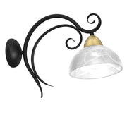 Applique Aurora nero opaco ottone vetro E27 15W Luminex