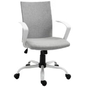 Sedia da Ufficio Ergonomica a Dondolo, Sedia da Studio Girevole, Poltrona Scrivania con Altezza Regolabile in Tessuto, 61x61x89-99 cm, Grigio Chiaro