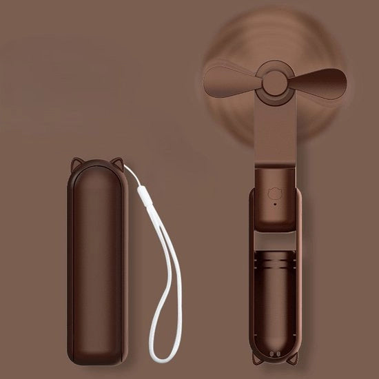 Ventilatore portatile 2 in 1, caricabile USB con powerbank, formato zaino per viaggi/estate/concerti, regalo per donne (marrone)