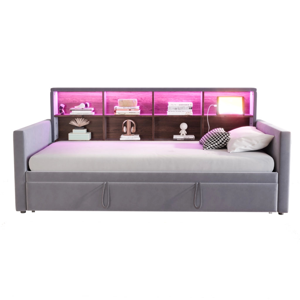 letto poltrona in velluto grigio 104 x 204 cm