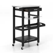 Carrello di servizio su ruote 47 x 39 x 85 cm con pratico e moderno contenitore in acciaio inox nero 20_0017861