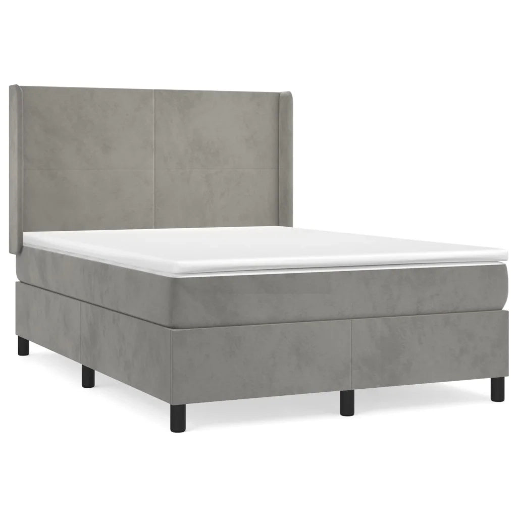 Giroletto a Molle con Materasso Grigio Chiaro 140x200cm Velluto 3132561