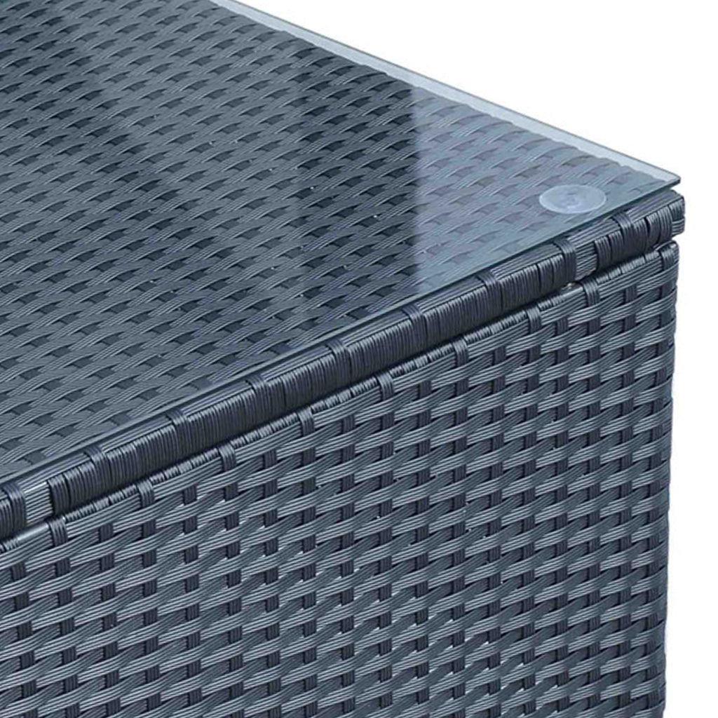 Tavolino da Caff¨¨ Giardino ¨C Xylo ¨C Vetro Temperato Nero Rattan 85x50x39cm