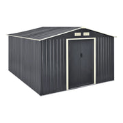 Casetta da Giardino Deposito Attrezzi da Esterno in Lamiera 277x319x192 cm - Grigio Scuro [en.casa]