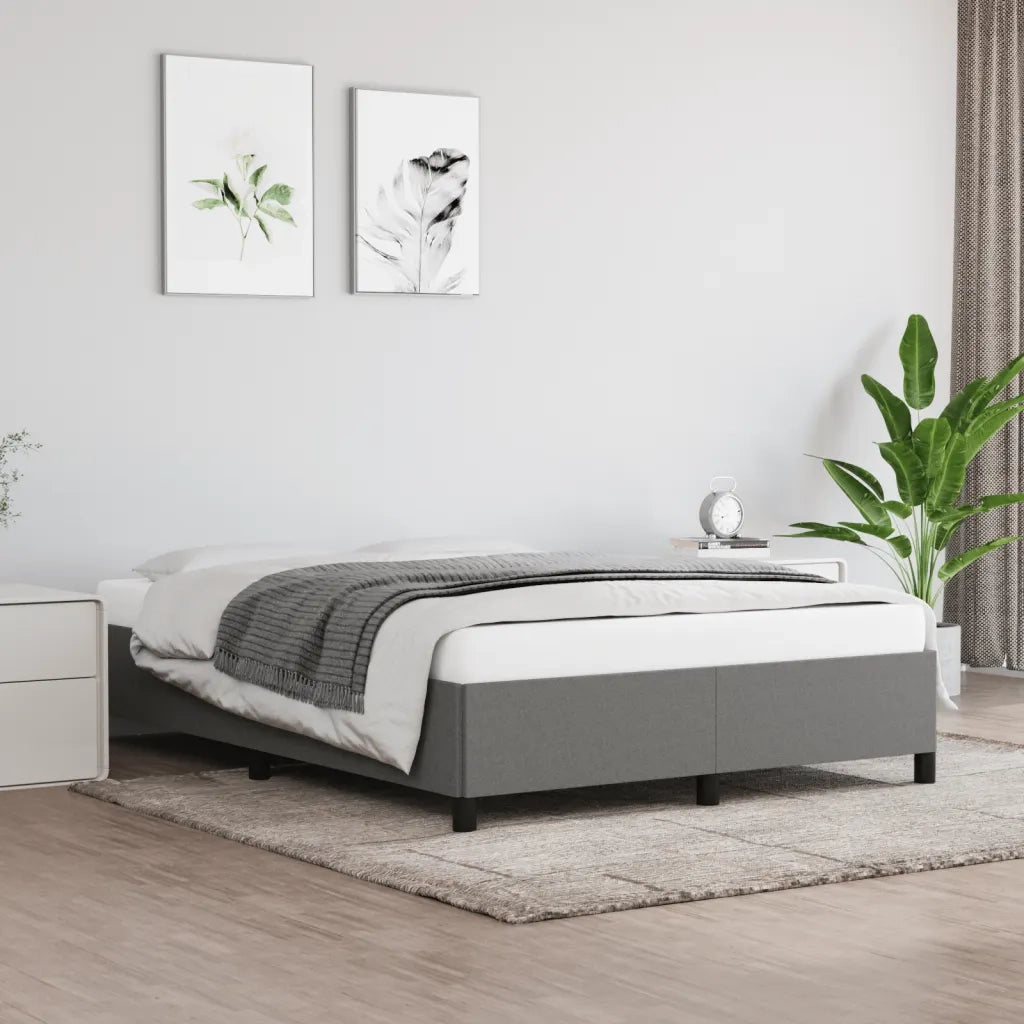 Letto matrimoniale | Letto per adulti | Giroletto senza Materasso Grigio Scuro 140x200 cm Tessuto