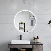 AICA Specchio da bagno 80 x 80 cm, blue tooth, 3 colori, antiappannamento, dimmerabile, interruttore touch, Funzione Memoria