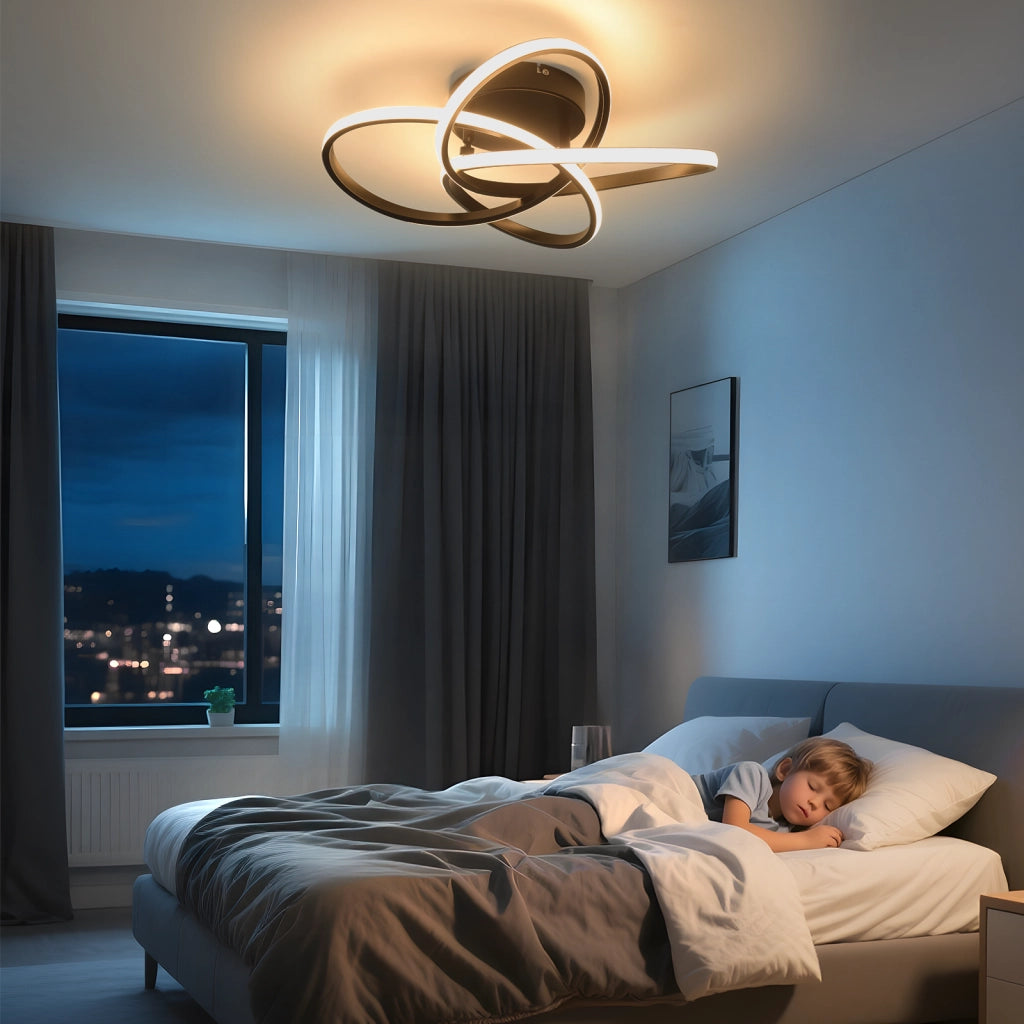 ZMH Lampada da soffitto plafoniera LED moderna design fiori neri 28W 3000K bianco caldo per cucina
