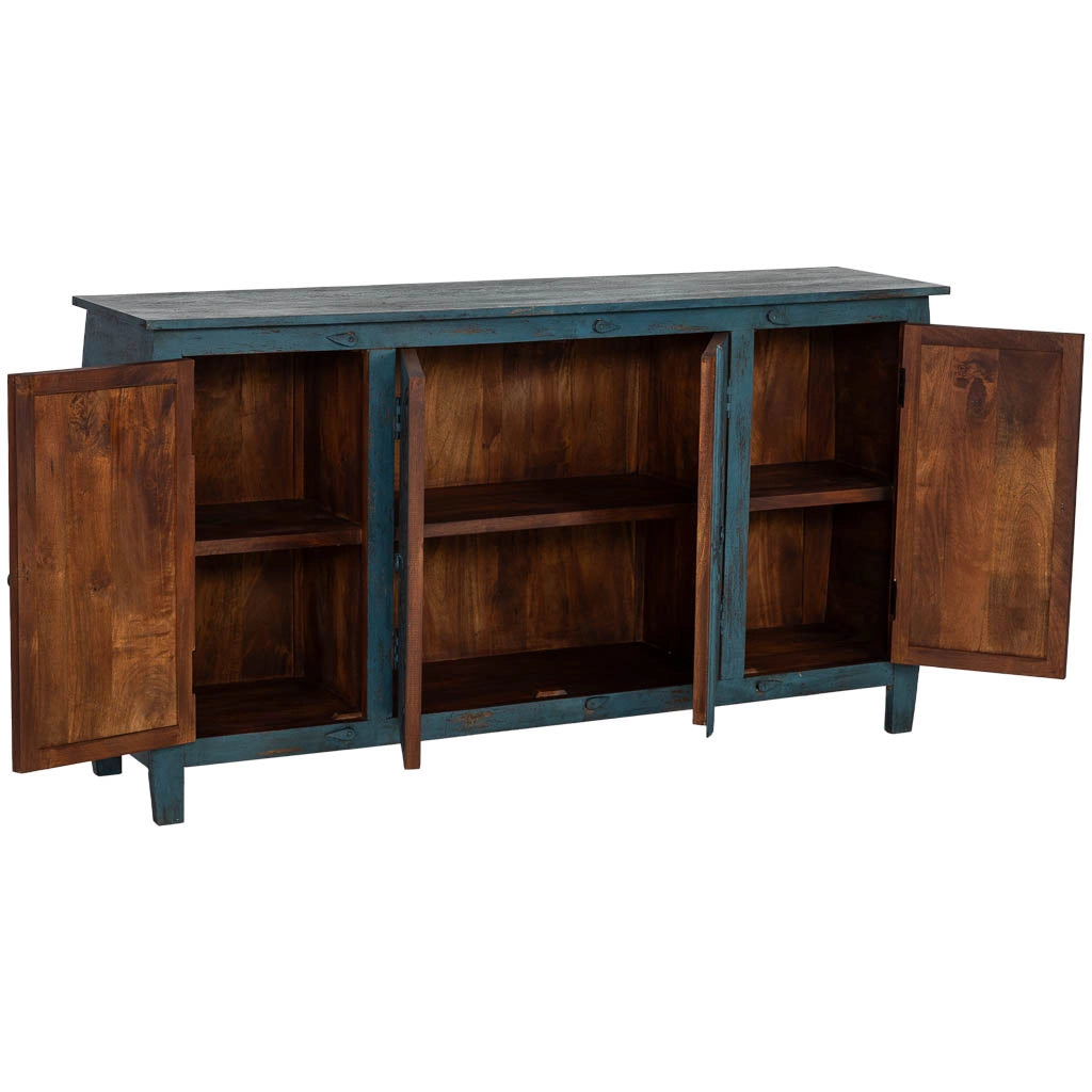 Credenza in legno blu 165x40x90h cm