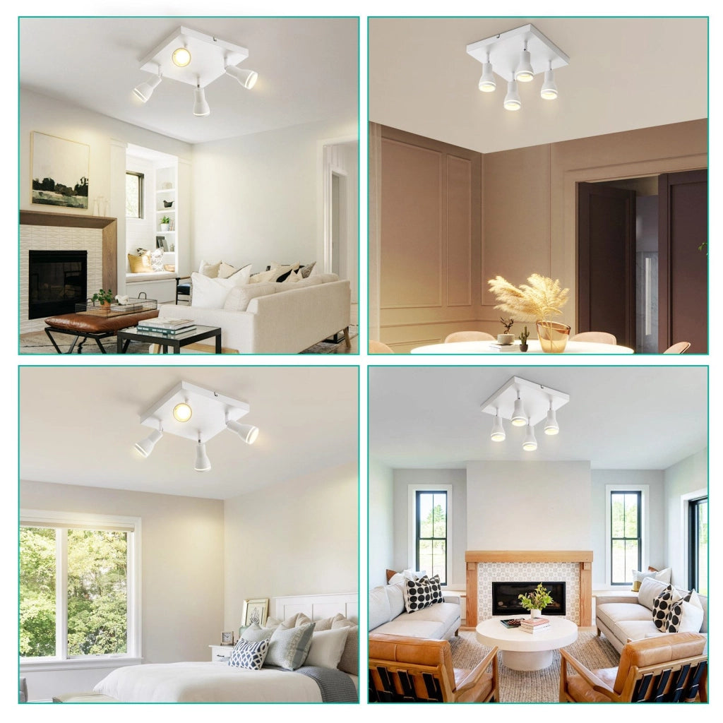 ZMH Faretto da soffitto LED bianchi 4 luci GU10 orientabili quadrati anche parete senza lampadina