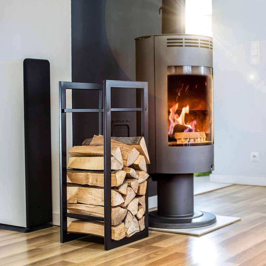 KADAX Supporto per legna da ardere in metallo, ampio ripiano solido, 90 cm