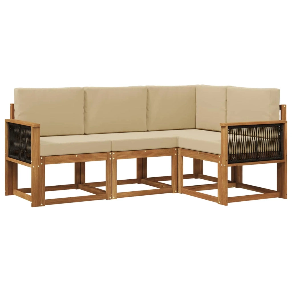 Set di divani da esterno 4 pcs Naturale e Beige Poliestere 3385174
