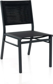 Set di 1 sedie da giardino in tessuto e metallo, per interni ed esterni, sedia da esterno con schienale alto, Desigm Economico, carico di 150 kg, per terrazza, balcone, feste, nero (1)
