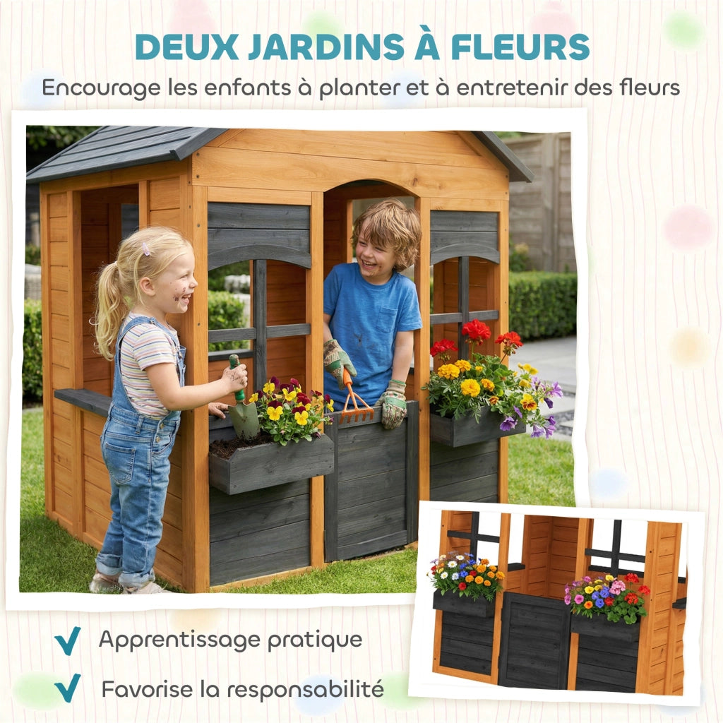 Casetta Bambini Giardino Legno ¨C zephmum ¨C Marrone Chiaro 3-8 Anni