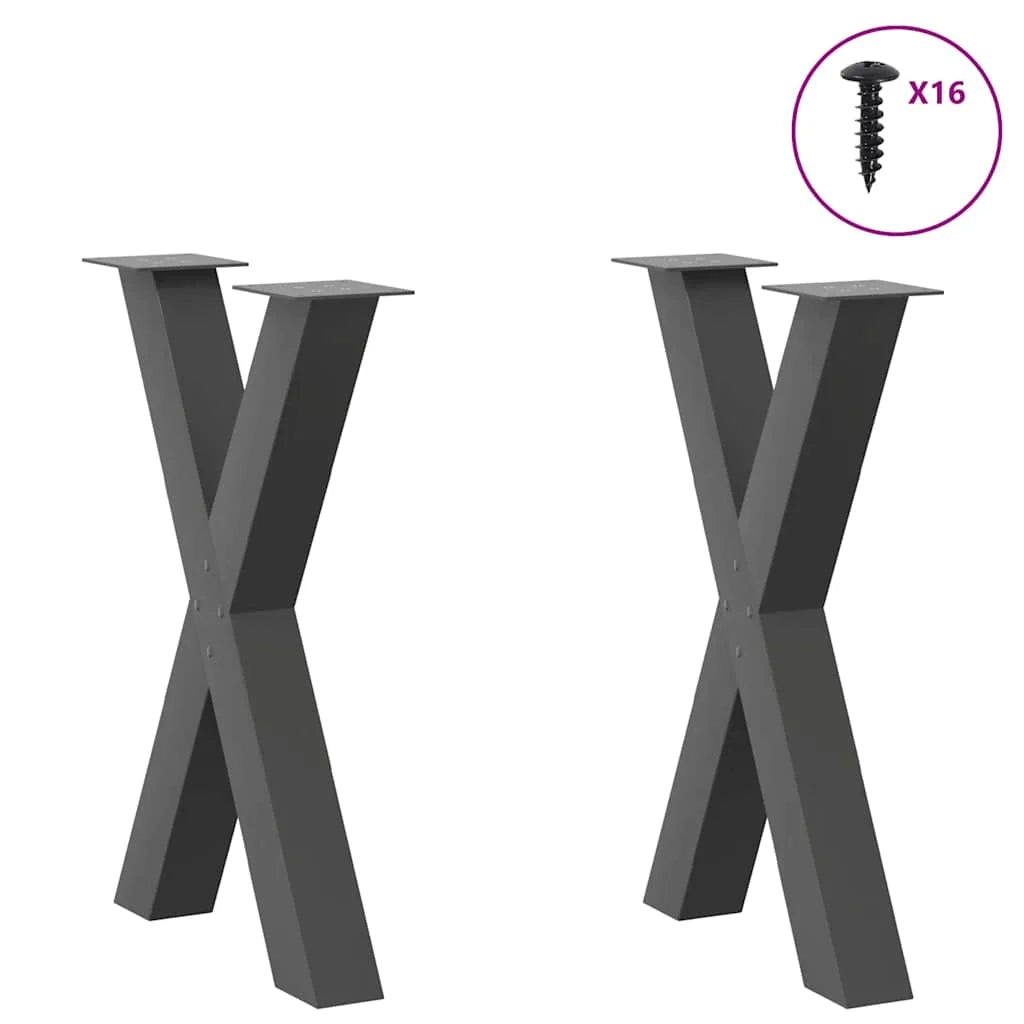 Set di 2 gambe per tavolo da pranzo moderne e robuste a forma di X 60 x 72-73 cm in acciaio antracite 02_0057246