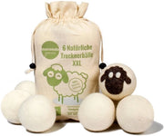 Palline per asciugatrice - 6 palline extra grandi XXL di lana di capra, il naturale ammorbiditore per la lavanderia. Ideali per giacche di piumino. Palline per piumino.