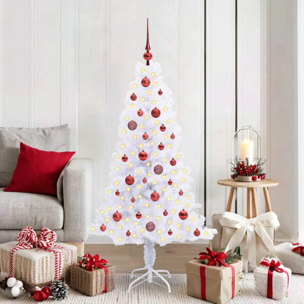 Albero di Natale | Decorazioni natalizie artificiale Bianco 150 cm PVC e Acciaio